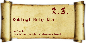 Kubinyi Brigitta névjegykártya